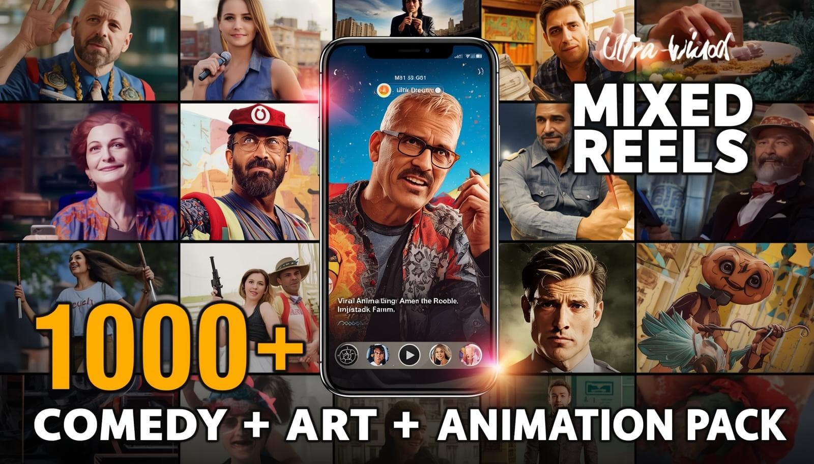 1000+ Viral Mixed Reels Bundle โ Comedy + Art & Craft + Funny 2D Animation Pack
